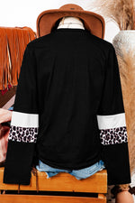 Leopard Colorblock Patchwork Long Sleeve Tee