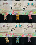 CHILDRENS 3 STRING TEDDY BEAR BRACELET AND EARRING SETS - Lil Monkey Boutique