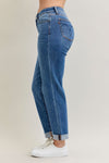 Judy Blue Mid Rise Boyfriend Classic Cuffed Jeans - Lil Monkey Boutique