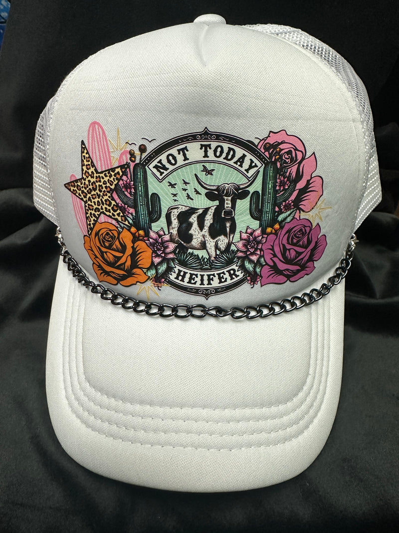 NOT TODAY HEIFER TRUCKER HAT WITH EMBELISHMENTS