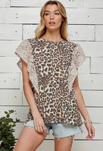Leopard Print Top With Ruffled Lace Short Sleeve Top - Lil Monkey Boutique