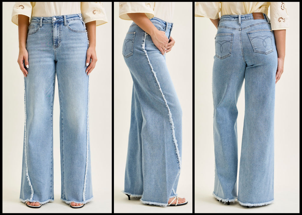 Judy Blue HW Retro Wide w/ Raw Twisted Outseam - Lil Monkey Boutique