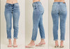 Judy Blue Mid Rise Bleach Wash Boyfriend Jeans - Lil Monkey Boutique