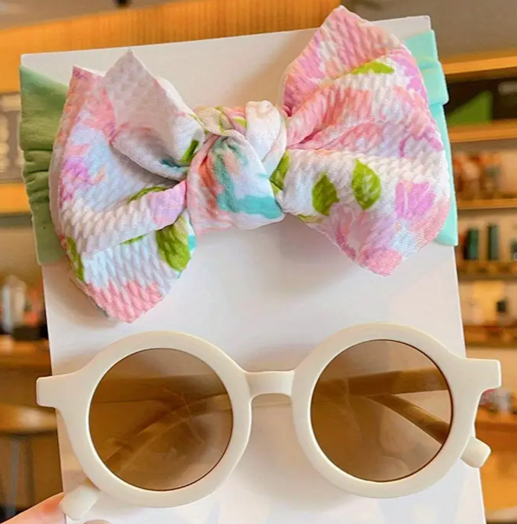 SET OF PRINT TODDLER HEADBAND WITH MATCHING SUNGLASSES