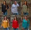 LONG SLEEVE SOLID COLOR V NECK TUNIC