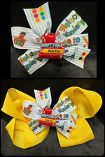 ART MATH READING CENTER MULTI COLOR WELCOME KINDERGARDEN PRINT BOW ROUGHLY 3" (Great to pair with a bigger, see picture)