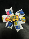 SCHOOL BUS CENTER MULTI COLOR APPLES PRINT BOW ROUGHLY 3" (Great to pair with a bigger, see picture)