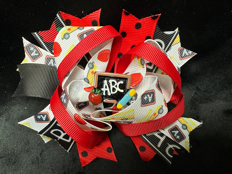 ABC CENTER MULTI COLOR MULTI LAYER PRINT BOW ROUGHLY 5"