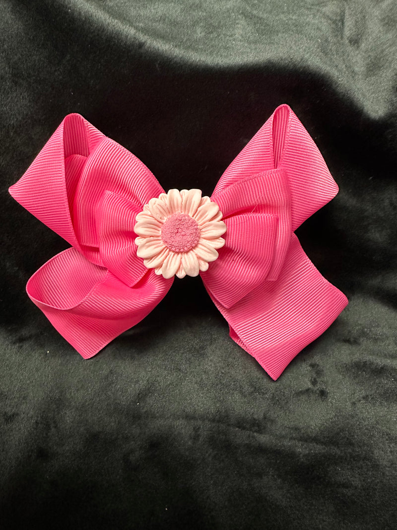 SOLID COLOR SUNFLOWER BOW (roughly 5 in) - Lil Monkey Boutique