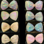 DOUBLE LAYER SEQUIN SOLID BOWS WITH BLING CENTER (FOAM LIKE MATERIAL) - Lil Monkey Boutique