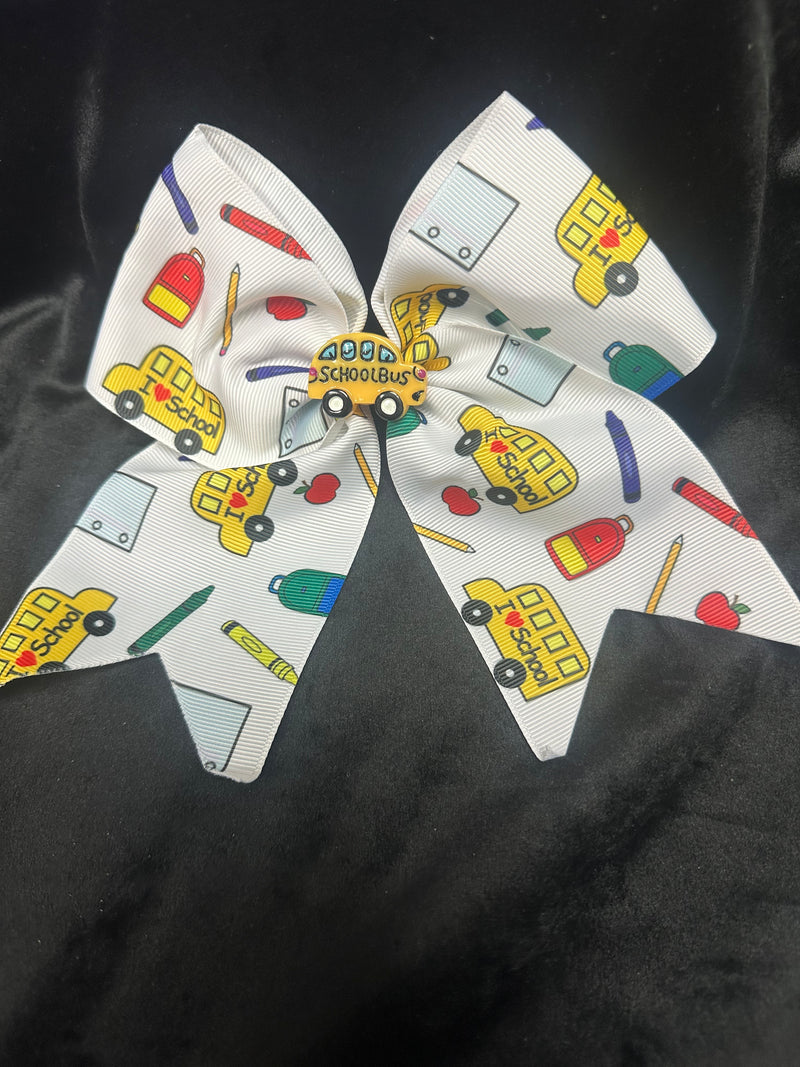 SCHOOL BUS CENTER MULTI COLOR BUS CRAYONS PRINT BOW WITH TAILS ROUGHLY 6”