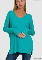 VERY SOFT LEIGHTWEIGHT GARMENT DYED FRONT SEAM SWEATER