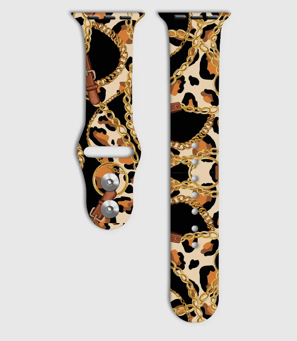 GOLD PRINT SILICONE APPLE WATCH BANDS STRAP WIDTH 38-40-41mm OR 42-44-45mm - Lil Monkey Boutique