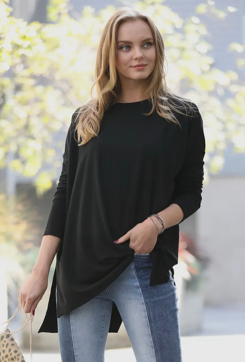 SIDE SLIT HI-LOW HEM TUNIC