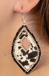 Faux Animal Hide Earrings with Tear Drop Cut Out and Beaded Accent - Lil Monkey Boutique
