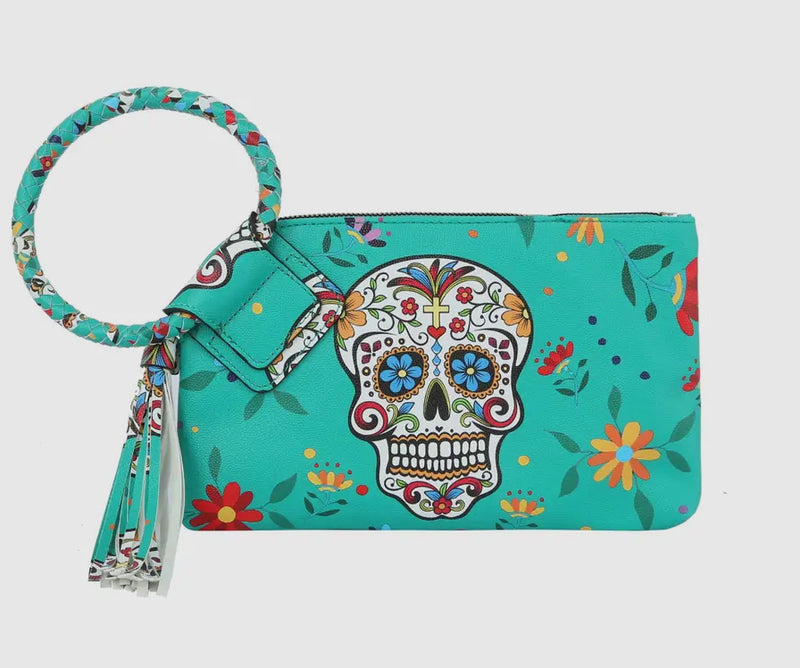 Fashion Calavera Skull Printed Wristlet Clutch - Lil Monkey Boutique