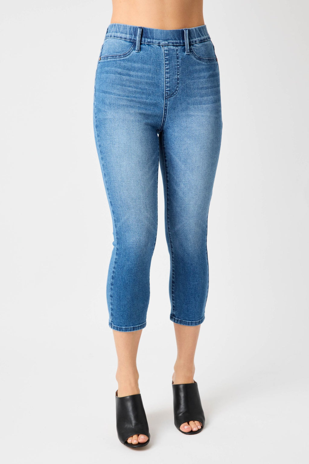 Judy Blue Mid-Rise Destroy Pull-On Skinny Jeggings (24) Blue at   Women's Jeans store