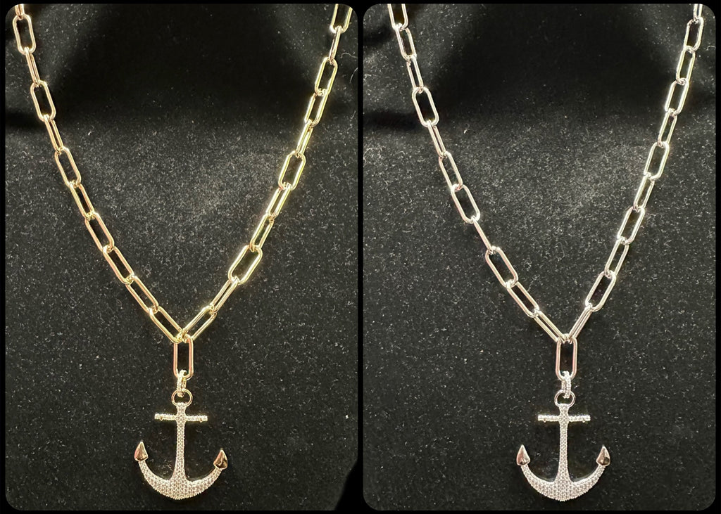 NECKLACE ANCHOR SILVER OR GOLD SET - Lil Monkey Boutique