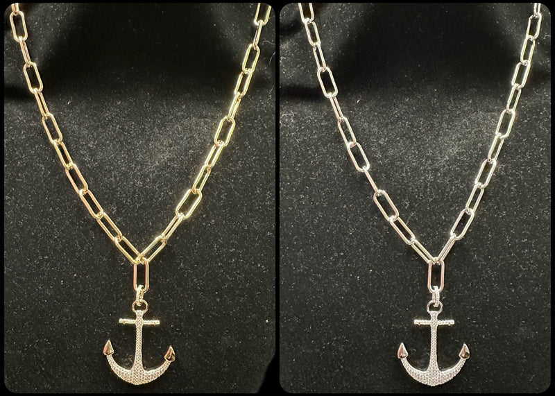 NECKLACE ANCHOR SILVER OR GOLD SET - Lil Monkey Boutique