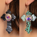 Lightweight Cross Earrings With Bling Center - Lil Monkey Boutique