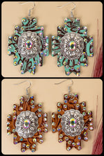 Lightweight Western Earrings With Silver Concho & Bling - Lil Monkey Boutique