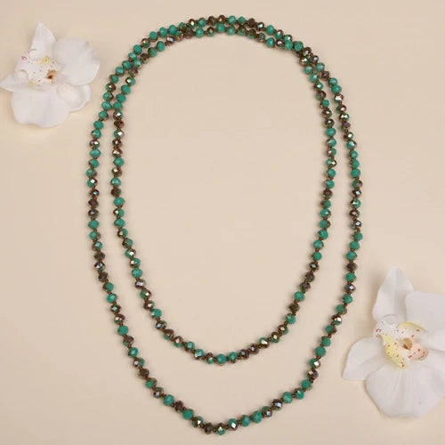 TURQUOISE BROWN BEADED NECKLACE - Lil Monkey Boutique