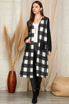 LONG SLEEVE BUFFALO PLAID PRINT OPEN CARDIGAN WITH SIDE POCKET DETAIL - Lil Monkey Boutique