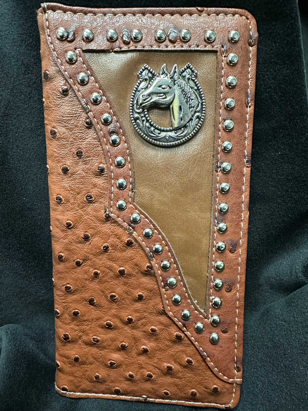 MENS WESTERN WALLET HORSE WITH HORSESHOE CONCHO OR UNISEX CHECK BOOK WALLET - Lil Monkey Boutique