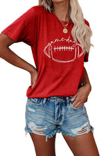 GAME DAY PRINTING SHORT SLEEVE T SHIRT TOP