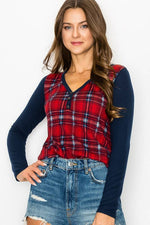 PLAID BUTTON DOWN TOP