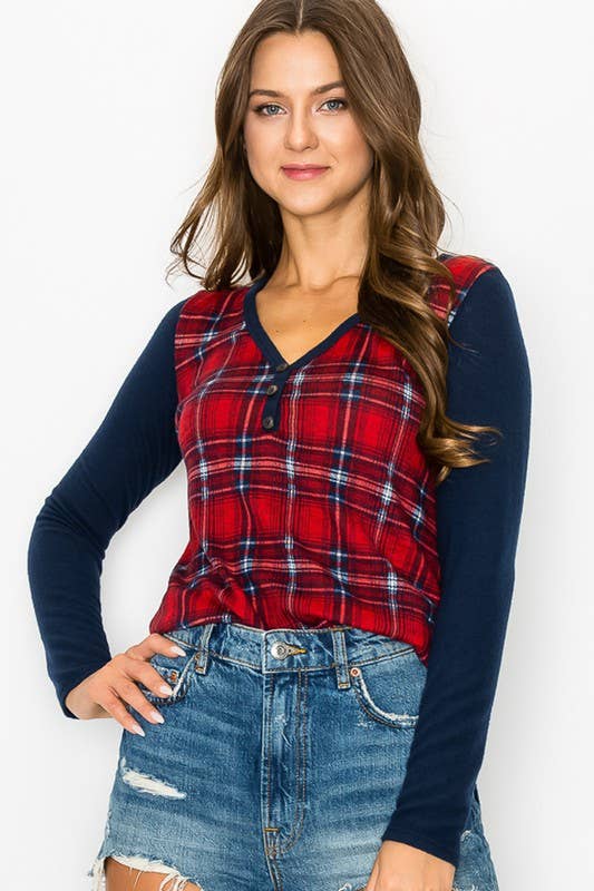 PLAID BUTTON DOWN TOP