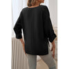 Deep V Neck Drop Shoulder Solid Loose Top