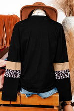 Leopard Colorblock Patchwork Long Sleeve Tee