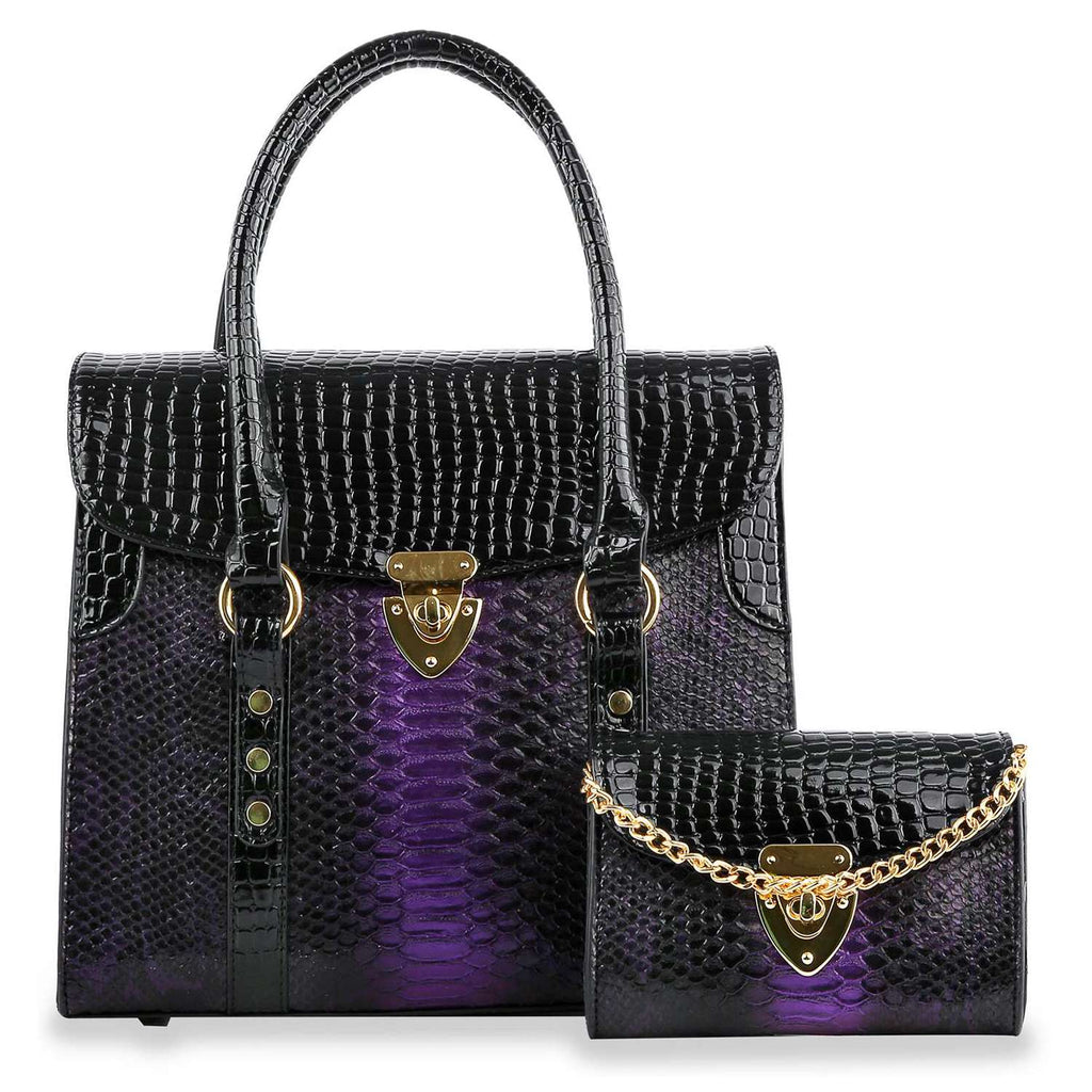 Embossed Unique Handbag Set - Lil Monkey Boutique
