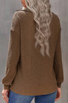 Half Zip Long Sleeve Solid Loose Fit Knit Top