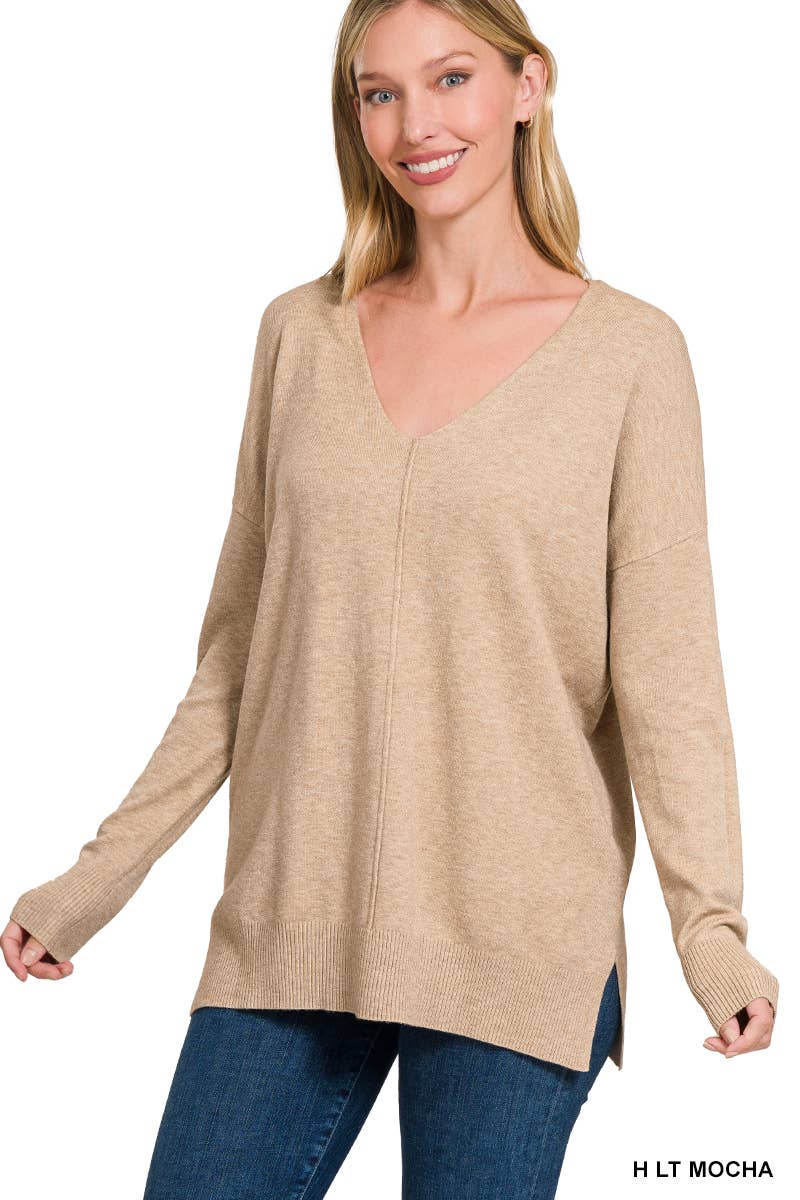 VERY SOFT LEIGHTWEIGHT GARMENT DYED FRONT SEAM SWEATER