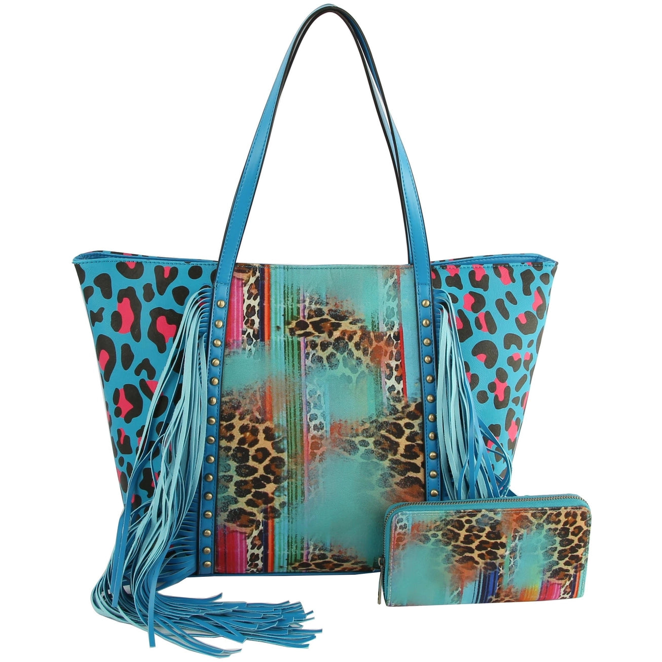 Fringe Leopard Print Purse Set
