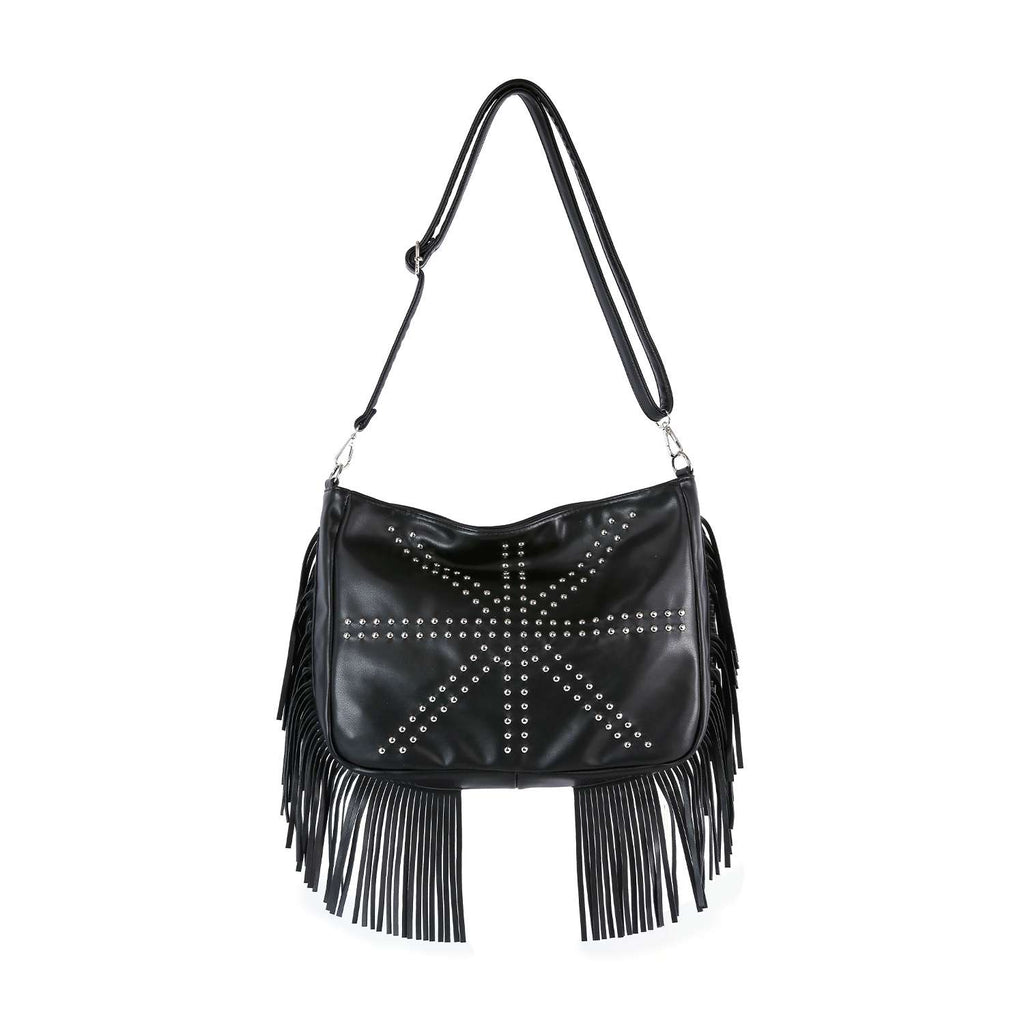 Modern Union Jack Studded Design Fringe Shoulder Bag - Lil Monkey Boutique