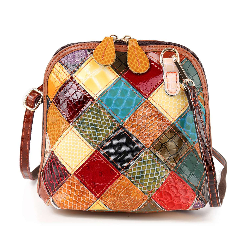 Genuine Leather Patchwork Crossbody Sling - Lil Monkey Boutique