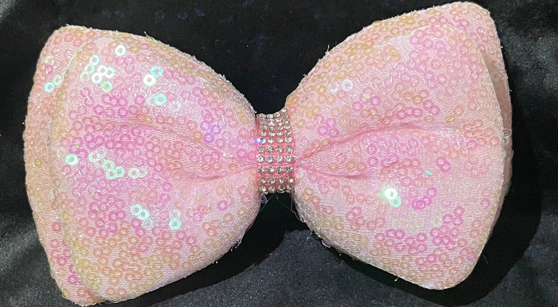 DOUBLE LAYER SEQUIN SOLID BOWS WITH BLING CENTER (FOAM LIKE MATERIAL) - Lil Monkey Boutique