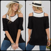 Open Shoulder Solid Color Layered Top - Lil Monkey Boutique