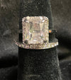 SQUARE COLORED STONE RING WITH BLINGED OUT BAND - Lil Monkey Boutique