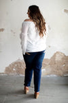 DARK TEA STAIN SKINNY JEANS WITH ROSE GOLD SEQUIN EDGE SEAM ACCENT - Lil Monkey Boutique