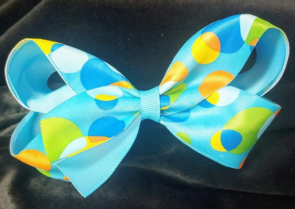 MULTI COLOR POLKA DOT BOWS (roughly 6in) - Lil Monkey Boutique