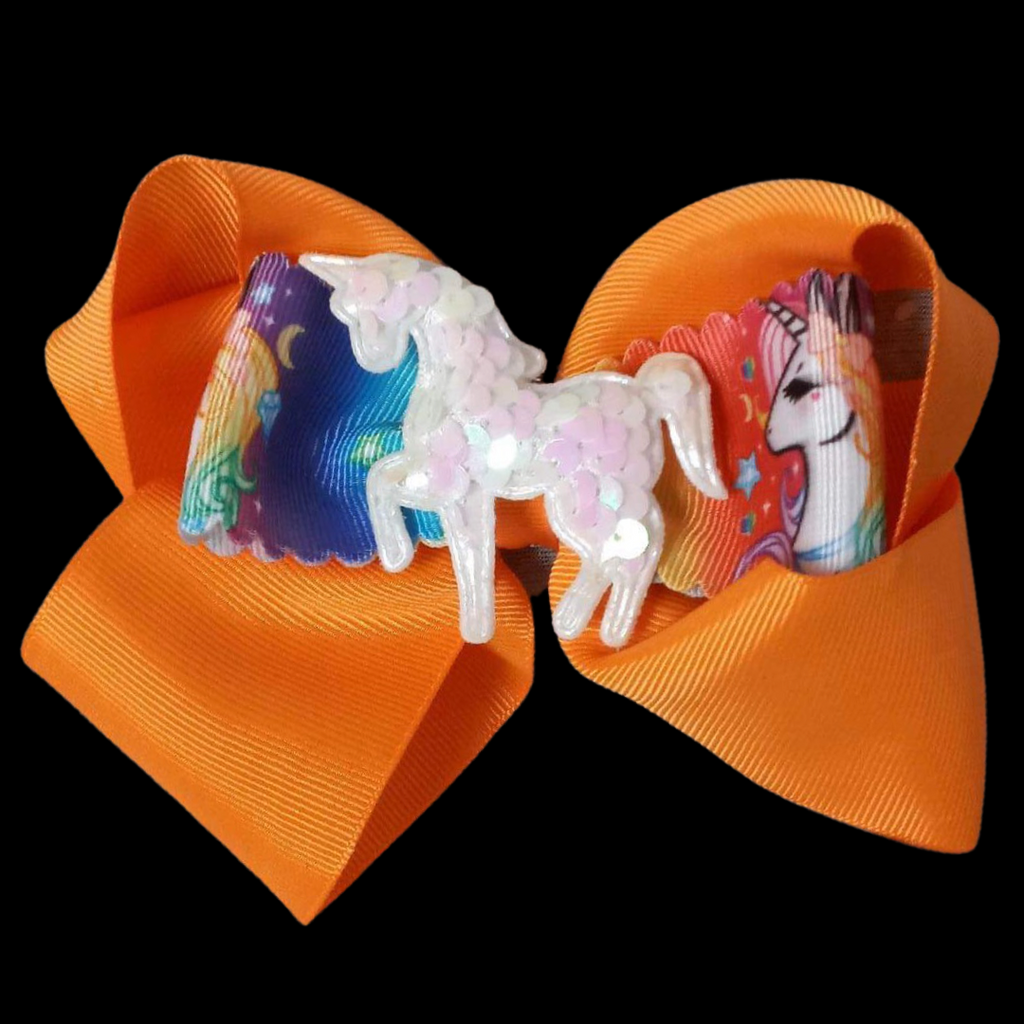 SEQUINS UNICORN BOW (roughly 5in) - Lil Monkey Boutique