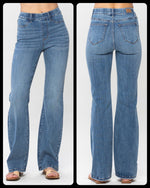 JUDY BLUE HIGH WAIST ELASTIC WAISTBAND PULL ON SLIM BOOTCUT JEANS - Lil Monkey Boutique