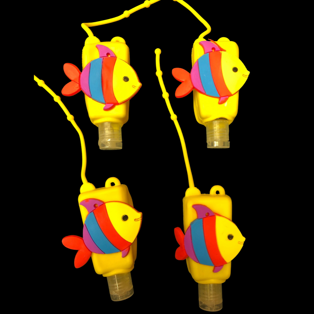 RED BLUE FISH ON YELLOW HOLDER