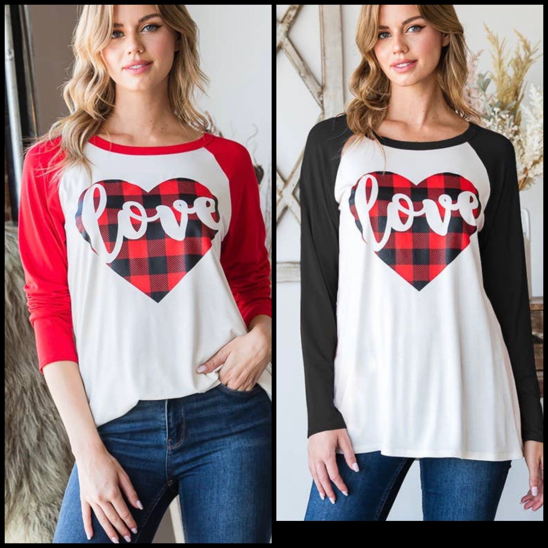 buffalo plaid sleeve raglan