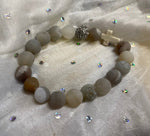 NATURAL STONE  BRACELET WITH CROSS - Lil Monkey Boutique