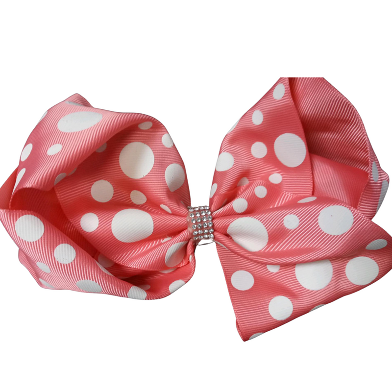POLKA DOT BLING BOWS (roughly 7in) - Lil Monkey Boutique
